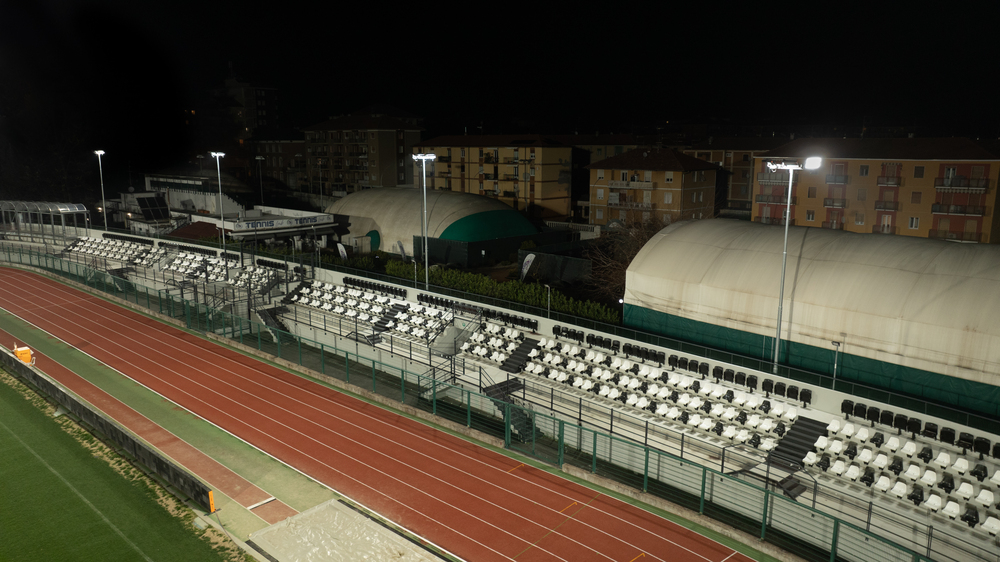 Illuminazione LED dello Stadio di Biella e pista di atletica Biella con proiettori ad alta efficienza